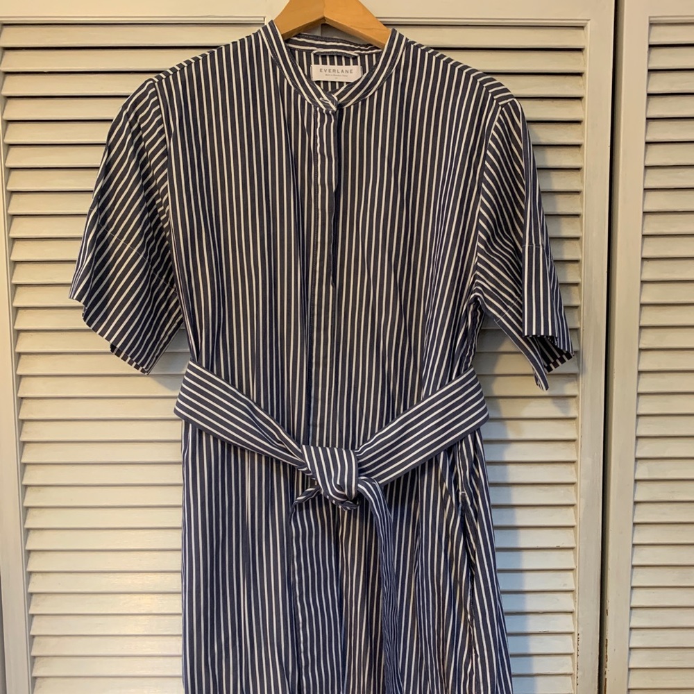 Everlane cotton collarless shirt dress